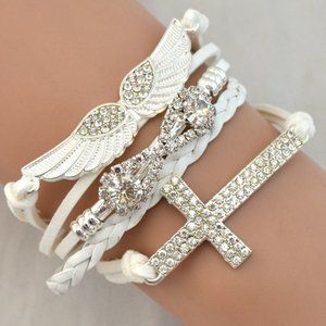 Bohemian Cross Wing Infinity Bracelet Ships USA